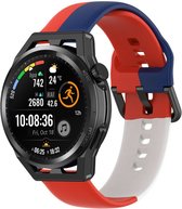 Siliconen Smartwatch bandje - Geschikt voor Strap-it Huawei Watch GT Runner triple sport band - rood-wit-blauw - GT Runner - 22mm - Strap-it Horlogeband / Polsband / Armband