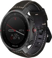 Leer Smartwatch bandje - Geschikt voor  Polar Grit X Pro leren band - zwart - Strap-it Horlogeband / Polsband / Armband