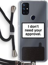 Case Company® - OnePlus Nord N10 5G hoesje met Koord - Don't need approval - Telefoonhoesje met Zwart Koord - Bescherming aan alle Kanten en Over de Schermrand