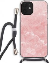 Case Company® - iPhone 12 hoesje met Koord - Roze marmer - Telefoonhoesje met Zwart Koord - Extra Bescherming aan alle Kanten en Over de Schermrand