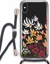 Case Company® - iPhone XS Max hoesje met Koord - Painted wildflowers - Telefoonhoesje met Zwart Koord - Extra Bescherming aan alle Kanten en Over de Schermrand