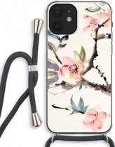 Case Company® - iPhone 12 mini hoesje met Koord - Japanse bloemen - Telefoonhoesje met Zwart Koord - Extra Bescherming aan alle Kanten en Over de Schermrand