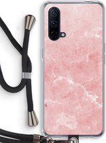 Case Company® - OnePlus Nord CE 5G hoesje met Koord - Roze marmer - Telefoonhoesje met Zwart Koord - Bescherming aan alle Kanten en Over de Schermrand