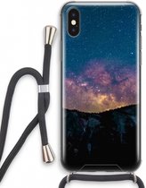 Case Company® - iPhone XS hoesje met Koord - Travel to space - Telefoonhoesje met Zwart Koord - Extra Bescherming aan alle Kanten en Over de Schermrand