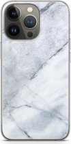 Case Company® - iPhone 13 Pro hoesje - Witte marmer - Soft Cover Telefoonhoesje - Bescherming aan alle Kanten en Schermrand