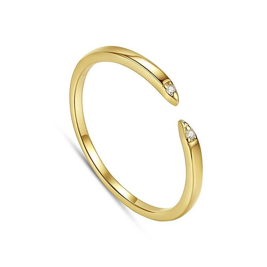 Multimaat ring verstelbaar zilver 925 Aria II goud verguld - Verstelbare ring goudkleurig met cadeauverpakking - Sieraad