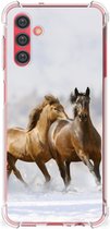 GSM Hoesje Geschikt voor Samsung Galaxy A13 5G | Geschikt voor Samsung Galaxy A04s Bumper Hoesje met transparante rand Paarden