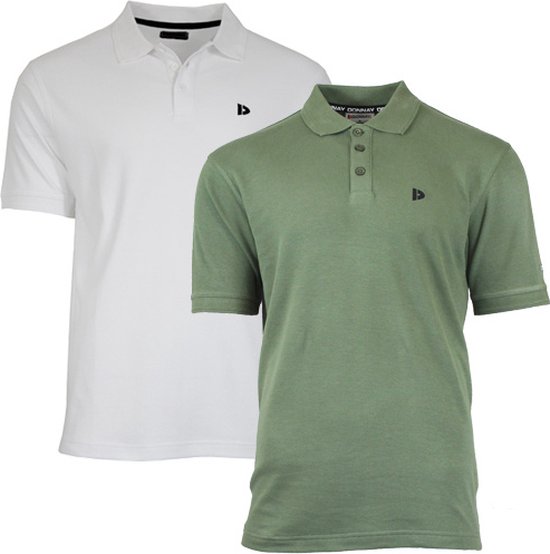 Donnay Polo 2-Pack - Sportpolo - Heren - Maat XXL - Wit & Army green (287)