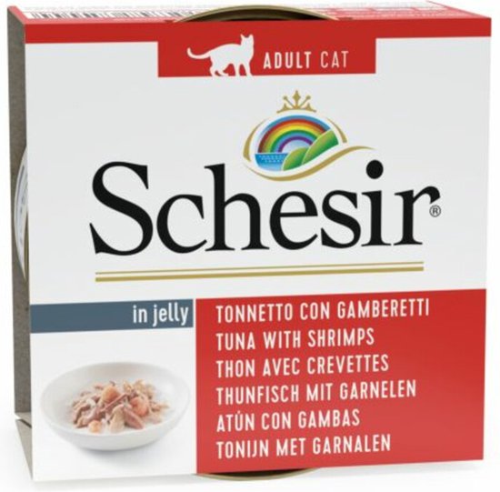 14x Schesir Kattenvoer Tonijn - Garnaal in Gelei 85 gr