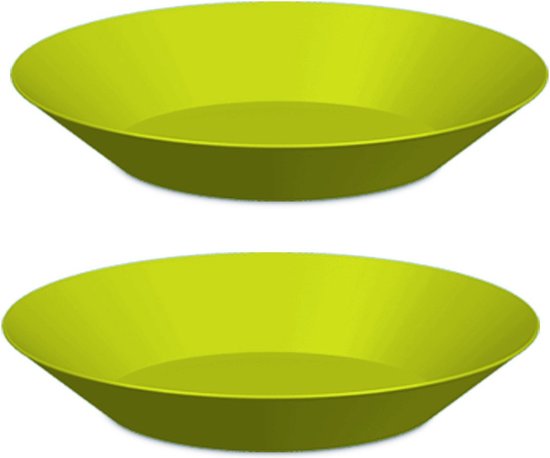 6x assiettes creuses petit-déjeuner/dîner en plastique dur 21 cm en vert.  Vaisselle... | bol.com