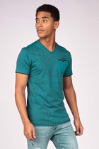 Gabbiano T-shirt V Hals T Shirt Met Subtiele Allover Print 152580 Petrol Green 514 Mannen Maat - L