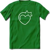 Sleepy Cat - Katten T-Shirt Kleding Cadeau | Dames - Heren - Unisex | Kat / Dieren shirt | Grappig Verjaardag kado | Tshirt Met Print | - Donker Groen - 3XL