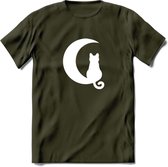 Nacht Wacht - Katten T-Shirt Kleding Cadeau | Dames - Heren - Unisex | Kat / Dieren shirt | Grappig Verjaardag kado | Tshirt Met Print | - Leger Groen - M