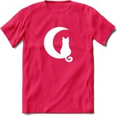 Nacht Wacht - Katten T-Shirt Kleding Cadeau | Dames - Heren - Unisex | Kat / Dieren shirt | Grappig Verjaardag kado | Tshirt Met Print | - Roze - XL
