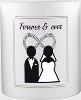 Akyol® Forever and always Mok met opdruk | bruiloft | Liefde | Getrouwd | 350 ML inhoud