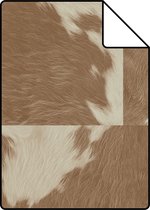 Proefstaal Origin Wallcoverings behang koeienhuid-look bruin en wit - 347804 - 26,5 x 21 cm