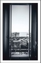 Walljar - French Windowsill - Zwart wit poster
