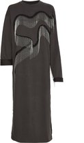 zoe karssen - dames -  chilly sweaterjurk met franjeketting -  zwart gewassen - s