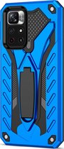 Xiaomi Redmi Note 11T Hoesje - Mobigear - Armor Stand Serie - Hard Kunststof Backcover - Blauw - Hoesje Geschikt Voor Xiaomi Redmi Note 11T