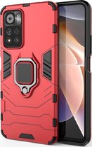 Xiaomi Redmi Note 11 Pro Plus Hoesje - Mobigear - Armor Ring Serie - Hard Kunststof Backcover - Rood - Hoesje Geschikt Voor Xiaomi Redmi Note 11 Pro Plus