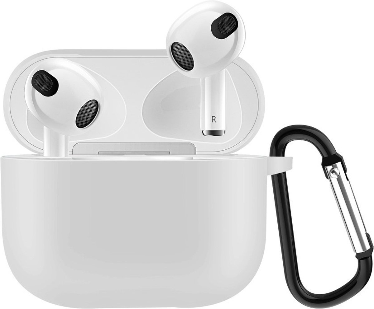 Lunso - Softcase cover hoes - Geschikt voor AirPods 3 - Wit