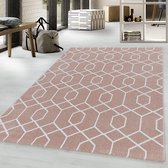 Woonkamertapijt Laagpolig tapijt model kabellijnen Zachtpolig Roze