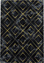 Laagpolig design vloerkleed Woonkamer vloerkleed Dark Marble Rhombe Diamond Gold patroon