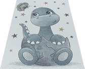 Tapis pour enfants à poil ras Motif de Dino bébé dinosaure Bleu