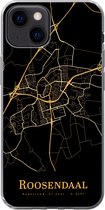 Geschikt voor iPhone 13 mini hoesje - Roosendaal - Plattegrond - Goud - Zwart - Siliconen Telefoonhoesje - Stadskaart