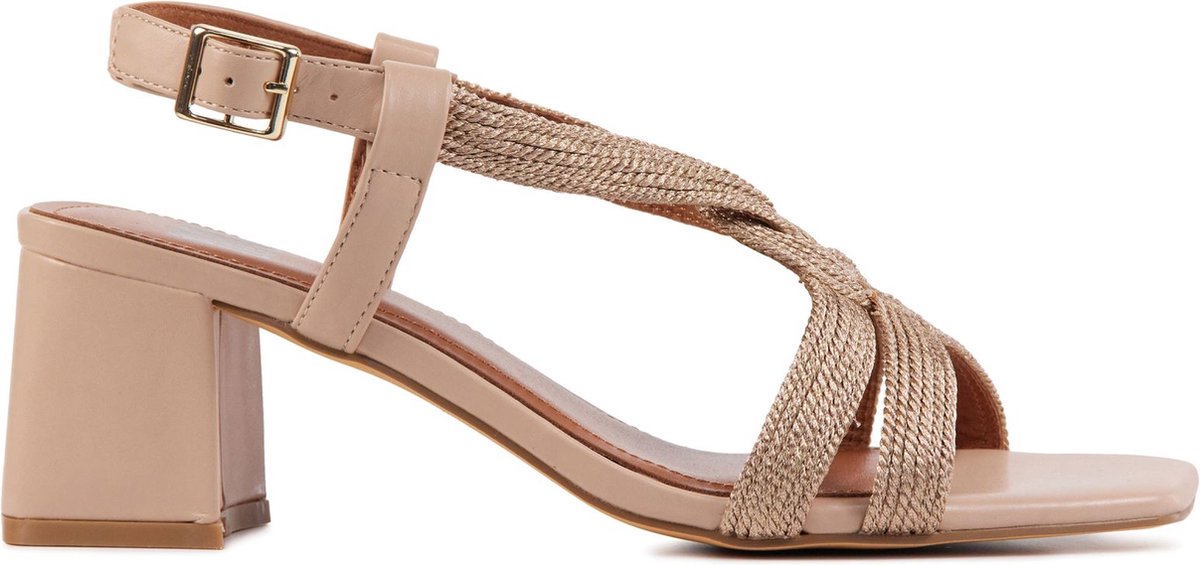 BiBi Lou Sandalen Dames / Damesschoenen - Leer   - Blokhak hoogte  5 cm - 843Z94HG - Rose goud - Maat 40