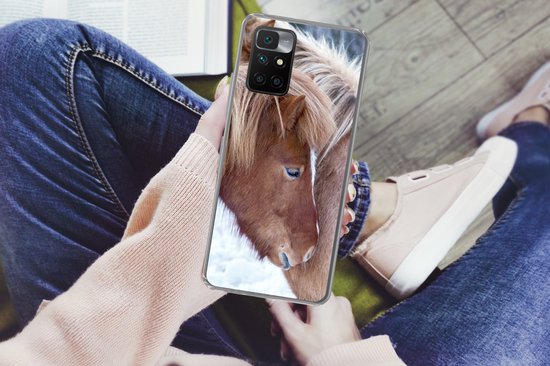 Coque Xiaomi Redmi 10 - Paarden - Poulain - Neige - Coque de téléphone en Siliconen