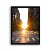 Schilderij  Straat in New York met zonsopgang / Landschap / 50x40cm