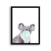 Poster Koala met groene kauwgom / Kauwgombel / 50x40cm