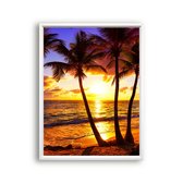 Poster Zonsondergang golven strand - Zomer vibe / Zomers / 70x50cm