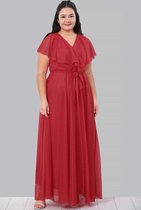 HASVEL -Rood Groote maat jurk- maat XXL-Galajurk-Avondjurk-HASVEL-Red Plus Size Dress-Size XXL-Prom Dress-Evening Dress