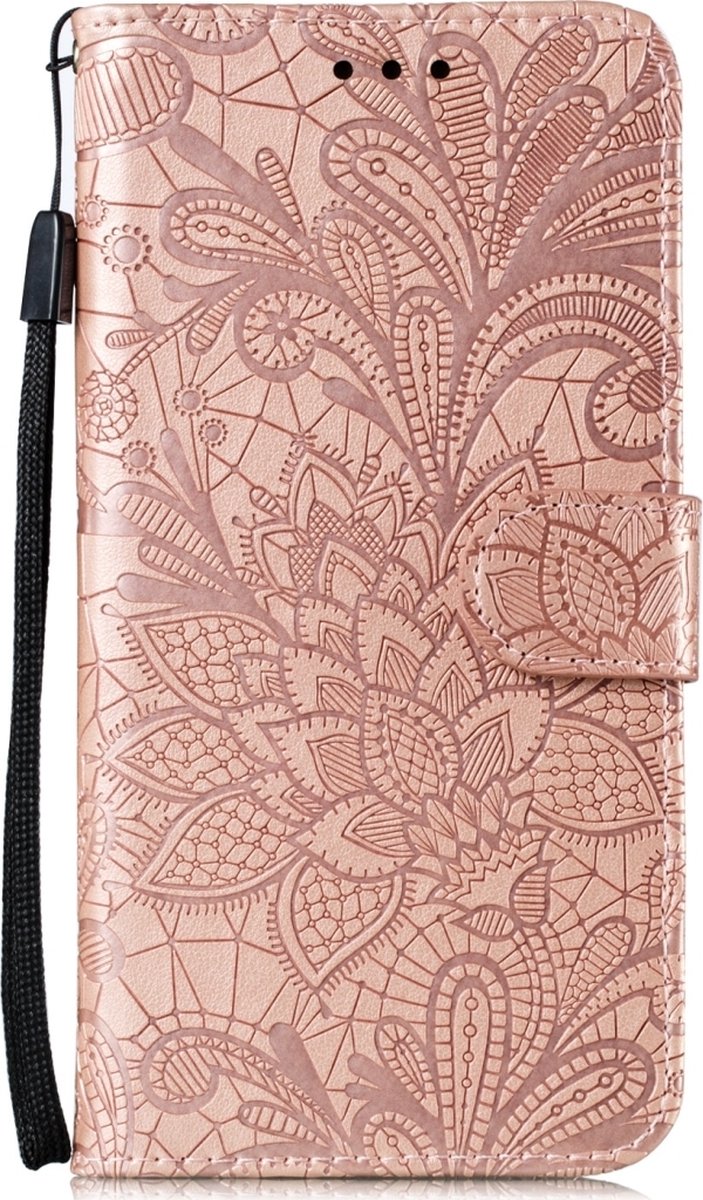 Mobigear Telefoonhoesje geschikt voor Samsung Galaxy S10 Lite Hoesje | Mobigear Flowers Bookcase Portemonnee | Pasjeshouder voor 3 Pasjes | Telefoonhoesje voor Pinpas / OV Kaart / Rijbewijs - Roségoud