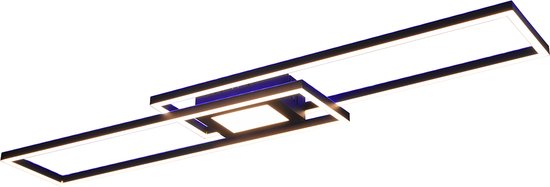 LED Plafondlamp - Plafondverlichting - Trion Gandon - 37W + 10W - Aanpasbare Kleur - Dimbaar - Rond - Mat Zwart - Aluminium