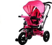 Driewieler met duwstang - verstelbaar - met zonnekap - roze