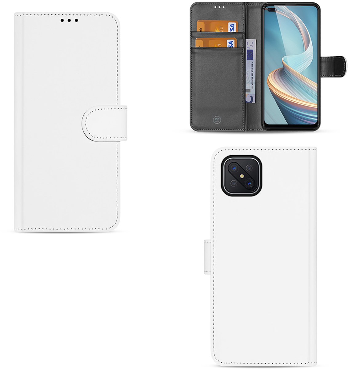 Book Case OPPO Reno4 Z 5G Hoesje Wit met Pasjeshouder