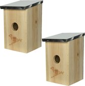 2x stuks Vogelhuisje/nestkastje van stevig vurenhout 12 x 14 x 21 cm voor tuinvogels/zangvogels