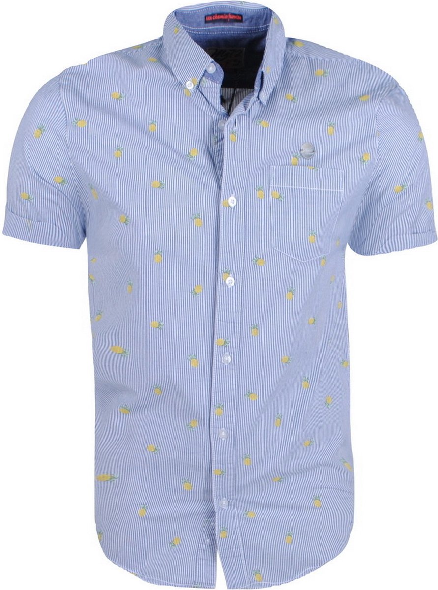 MZ72 - Heren Korte Mouw Overhemd - Chapple - Blauw