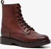 TwoDay leren dames croco veterboots - Bruin - Maat 39 - Echt leer