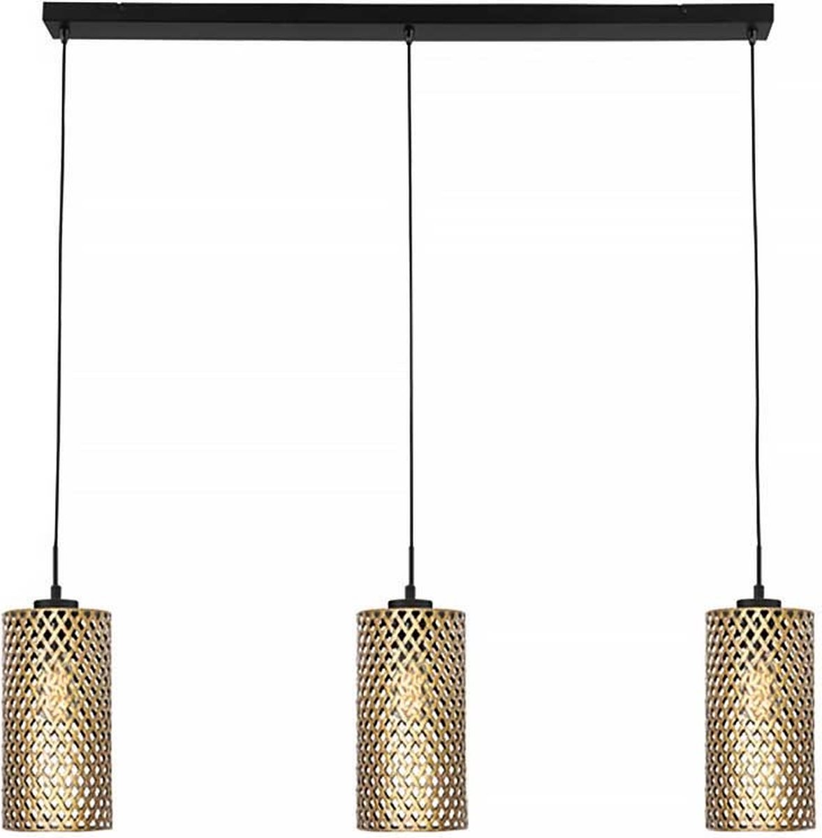 Freelight Hanglamp Cestino 3 lichts L 100 cm zwart - goud