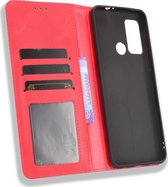 Motorola Moto G60 Hoesje - Mobigear - Sensation Serie - Kunstlederen Bookcase - Rood - Hoesje Geschikt Voor Motorola Moto G60