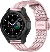 Strap-it Watch 4 & Watch 5 bandje - Samsung Galaxy Watch 4 Classic 46mm roestvrij stalen band - rosé pink - Geschikt voor Samsung Galaxy Watch 5 Pro – 44mm – 40mm & Galaxy Watch 4