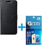 Portemonnee Bookcase Hoesje + 2 Pack Glas Geschikt voor: Samsung Galaxy A03S - zwart