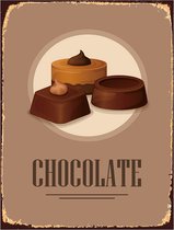 Clayre & Eef Tekstbord 25x33 cm Bruin Ijzer Chocolade Sweets Wandbord