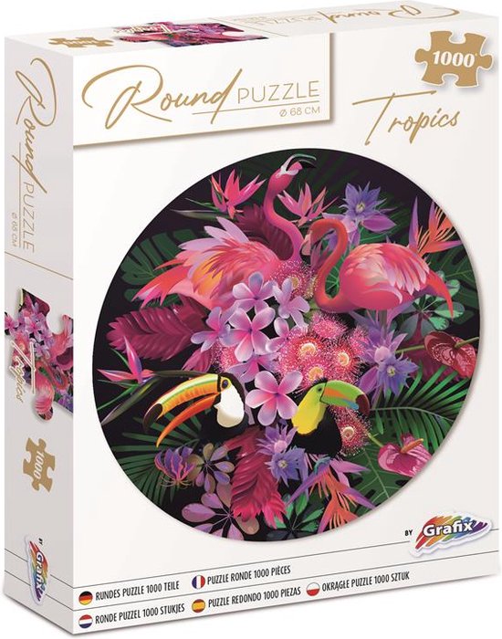 Grafix Ronde Puzzel 1000 stukjes voor volwassenen | Tropisch | Legpuzzel | Diameter 68 CM | Geschikt voor kinderen vanaf 14 jaar