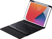 Tablet Toetsenbord Hoes geschikt voor Apple iPad 2021 / 2020 / 2019 - Ipad 10.2 inch - Met Draadloos Bluetooth Keyboard en Stylus pen houder - Zwart