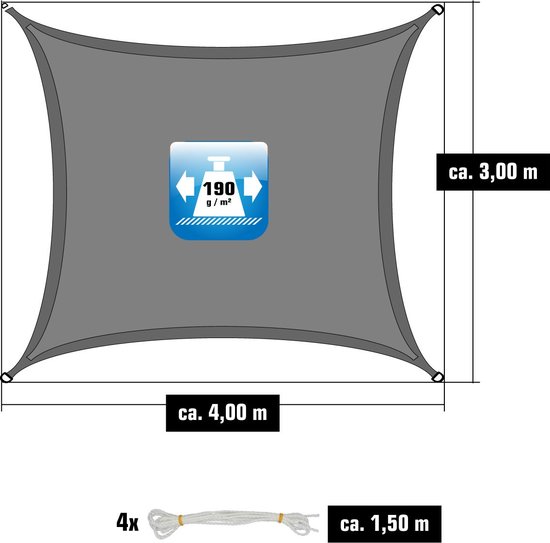 Schaduwdoek rechthoek | UV-werend & ademend doek